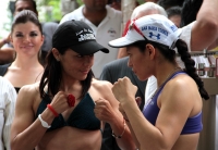 Viernes 29 de julio. Esta mañana se llevo a cabo la ceremonia de pesaje para la función de Box de este sábado en revancha entre La mexiquense Ana María Torres y la tijuanense Jackie Nava,