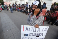 LA MARCHA EN CONTRA DE LA VIOLENCIA EN LA CIUDAD DE SAN CRISTOBAL DE LAS CASAS FUE ENCABEZADA POR LOS COMANDANTES DAVID Y TACHO DEL EZLN, QUIENES LEYERON LOS COMUNICADOS POLITICOS DEL GRUPO INDIGENA EN LA PALZA DE LA PAZ DE ESTA CIUDAD DEL SURESTE DE MEXI