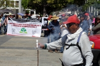 Lunes 11 de febrero del 2019 Tuxtla Guti�rrez. Protesta por adeudo de pagos y basificaci�n a agremiados de la Asamblea Estatal Democr�tica, este medio d�a en la plaza central de la ciudad.