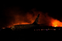 Miércoles 21 de marzo del 2018. Acalá. Aspectos del incendio en las cercaní­as del Aeropuerto Internacional de Chiapas.