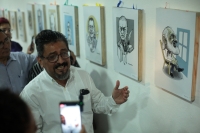 20240314. Tuxtla. Cronopios, Amistades, Respetos y Querencias es la muestra que esta tarde presenta el caricaturista chiapaneco Enrique Alfaro.