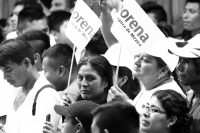 sábado 9 de junio del 2018. Bochil. Andres Manuel Lopez Obrador está localidad indí­gena acompañado de Rutilio Escandon Cadenas candidato al Gobierno de Chiapas por los partidos de Juntos Haremos Historia conformada por MORENA, PT y NA.