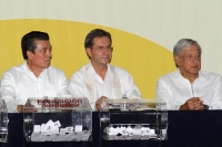 Lunes 27 de agosto del 2018. Tuxtla Gutiérrez. Andrés Manuel López Obrador, presidente electo de México durante el inicio del Foro de Consulta Estatal Participativa en Chiapas, Educación para El Bienestar, Acuerdo Nacional Sobre La Educación que se 