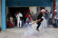 Domingo 29 de septiembre del 2019. Tuxtla Gutiérrez. Los Arcángeles y Demonios en constante lucha son representados durante el recorrido del Baile de San Miguel Arcángel