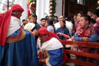 Domingo 9 de agosto del 2020. San Lorenzo Zinacantan. Los festejos ritualistas patronales de la comunidad tsotsil se continúan realizando en este municipio de Los Altos de Chiapas