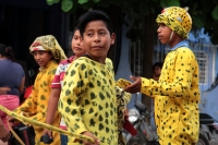 Miércoles 30 de mayo del 2018. Chiapa de Corzo. Los jóvenes danzantes del Calalá del Bario Benito Juárez se preparan para realizar el recorrido hacia el Cerro del Tigre esta tarde