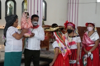 20210202. Tuxtla G. Los costumbristas de la comunidad Zoque se cubren con #cubrebocas y con las medidas de precaución por la #Pandemia del #Covid, realizan los rituales patronales de la comunidad de #Copoya