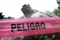 Domingo 30 de agosto del 2020. Tuxtla Gutiérrez. Una construcción colapsa durante la noche. Las fuertes lluvias han ocasionado el reblandecimiento de varias partes del muro de contención del afluente del Rio Sabinal en el Libramiento Norte