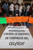 Miércoles 3 de agosto. Trabajadores del Cecytech continúan protestando en el edificio del gobierno estatal para exigir el cumplimiento de las minutas de trabajo sostenido con las autoridades para la contratación de más de 80 trabajadores de esta instituci