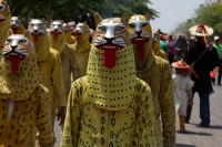 Martes 24 de mayo del 2016. Suchiapa. La Danza del Calalá es representada por los jóvenes de la comunidad quienes recorren las ermitas gritando y acompañando las ofrendas en las fiestas patronales del Corpus Christi.