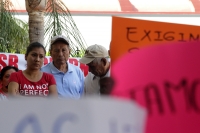 Lunes 11 de marzo del 2019. Tuxtla Gutiérrez. Pobladores de varias colonias populares exigen el desalojo de invasores de la organización Mocri, este medio día en la entrada del edificio de gobierno de Chiapas.