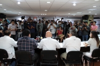 Jueves 19 de marzo del 2020. Tuxtla Gutiérrez. Durante la conferencia de prensa del Secretario de Salud en Chiapas sobre los casos relacionados con el Covid 19