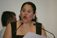 Jueves 30 de junio. La diputada Rita Balboa durante su participación en el estrado del congreso local.