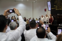 Martes 5 de diciembre del 2017. Tuxtla Gutiérrez. Aspecto de la sesión del Congreso local donde toman posesión los nuevos magistrados de Chiapas.