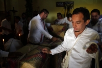 Lunes 14 de octubre del 2019. Tuxtla Gutiérrez. Al inicio del recorrido de  La Bajada de las Vírgenes de Copoya durante las celebraciones patronales de la Virgen del Rosario en la comunidad Zoque de Chiapas