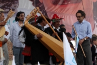 Viernes 15 de junio del 2012. San Cristóbal de las Casas. El candidato del PANAL Gabriel Quatri de la Torre durante su mitin político habla sobre las condiciones de vida de los indígenas y su relación que los pueblos originales mantienen con las selvas de