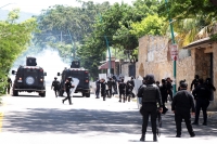 Jueves 4 de julio del 2019. Tuxtla Gutiérrez. Enfrentamientos entre estudiantes normalistas y la policía del estado de Chiapas.
