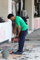 Miércoles 22 de abril del 2015. Tuxtla Gutiérrez. Estudiantes causan destrozos en las instalaciones de la Secretaria de Educación de Chiapas.