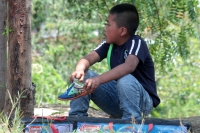 Viernes 24 de mayo del 2019. Chiapa de Corzo. Los niños desplazados del Ejido Puebla de Chenalho descansan este medio día al cumplirse un año más de los hechos violentos que les obligaron a salir de esta comunidad de Chiapas.