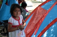Viernes 24 de mayo del 2019. Chiapa de Corzo. Los niños desplazados del Ejido Puebla de Chenalho descansan este medio día al cumplirse un año más de los hechos violentos que les obligaron a salir de esta comunidad de Chiapas.