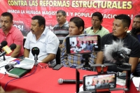 Jueves 14 de marzo del 2019. Tuxtla Gutiérrez. La dirigencia de la Sección VII de la CNTE en conferencia de prensa habla sobre la consulta a las bases magisteriales para las próximas acciones de lucha en contra de la SECH y la reforma educativa en México.