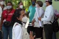 Lunes 29 de junio del 2020. Tuxtla Gutiérrez. Miembros de la seccional 50 del sindicato de Salud se manifiestan en el Hospital pascasio Gamboa  exigiendo seguridad e insumos de protección para trabajadores, enfermeras y médicos  ante el Covid-19