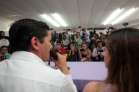 Martes 6 de marzo del 2018. Tuxtla Gutiérrez. Enoc Hernández Cruz del partido Podemos Mover a Chiapas encabezando su partido buscar lograr la Candidatura Común para la gubernatura de Chiapas