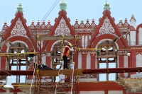 Martes 7 de agosto del 2018. Chiapa de Corzo. La iglesia del Calvario en esta ciudad ribereña continúa resguardada por el INAH en donde sus especialistas intentan realizar las restauraciones de los daños ocasionados por el fuerte temblor de 7 de septie