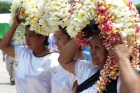 Jueves 25 de abril del 2019. Tuxtla Gutiérrez. Las ofrendas de Flor de Mayo son elaboradas por las hábiles manos de la comunidad tuxtleca durante las fiestas patronales de San Marcos.