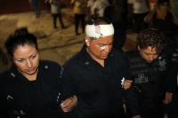 Martes 8 de agosto del 2017. Chiapa de Corzo. Los siete policías retenidos durante los enfrentamientos entre manifestantes y las corporaciones policiacas durante la llegada de EPN son liberados durante las primeros minutos de esta madrugada.