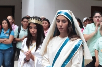 Miércoles 12 de junio del 2019. Tuxtla Gutiérrez. Estudiantes durante la presentación del programa Entrevista con la Historia, donde representan a los protagonistas de la vida humana