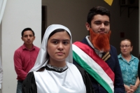 Miércoles 12 de junio del 2019. Tuxtla Gutiérrez. Estudiantes durante la presentación del programa Entrevista con la Historia, donde representan a los protagonistas de la vida humana