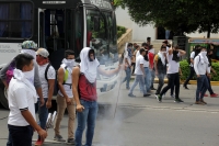 Jueves 24 de agosto del 2017. Tuxtla Gutiérrez. El generalizado hastí­o social en Chiapas recibe la manifestación normalista de este medio dí­a, donde los jóvenes se suman a las protestas para exigir el pago atrasado a maestros interinos en este año.