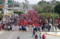 Miércoles 30 de enero del 2019. Tuxtla Gutiérrez. Aspecto de la movilización de las organizaciones campesinas que marchan este medio día en las calles de la ciudad para dar inicio a las manifestaciones en protesta en el país.