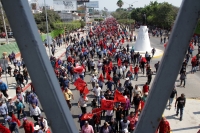 Miércoles 30 de enero del 2019. Tuxtla Gutiérrez. Aspecto de la movilización de las organizaciones campesinas que marchan este medio día en las calles de la ciudad para dar inicio a las manifestaciones en protesta en el país.
