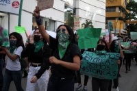 Lunes 28 de septiembre del 2020. Tuxtla Gutiérrez. Durante la manifestación feminista durante el Día de Acción Global por el acceso al Aborto Legal y Seguro esta tarde en la capital de #Chiapas