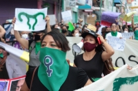 Lunes 28 de septiembre del 2020. Tuxtla Gutiérrez. Durante la manifestación feminista durante el Día de Acción Global por el acceso al Aborto Legal y Seguro esta tarde en la capital de #Chiapas