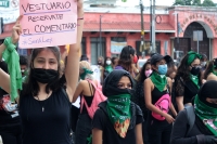 Lunes 28 de septiembre del 2020. Tuxtla Gutiérrez. Durante la manifestación feminista durante el Día de Acción Global por el acceso al Aborto Legal y Seguro esta tarde en la capital de #Chiapas