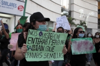 Lunes 28 de septiembre del 2020. Tuxtla Gutiérrez. Durante la manifestación feminista durante el Día de Acción Global por el acceso al Aborto Legal y Seguro esta tarde en la capital de #Chiapas