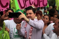Jueves 21 de junio del 2018. Tuxtla Gutiérrez. Aspecto durante el evento de la campaña electoral par gobernador de Fernando Castellanos en la Colonia 6 de Junio y en la Colonia Democrática de la ciudad.