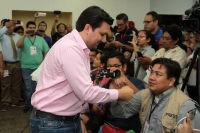 Domingo uno de julio del 2018. Tuxtla Gutiérrez. Conferencia de Fernando Castellanos  al termino del proceso electoral donde se elige al nuevo presidente de México, Gobernador y representantes Chiapanecos.