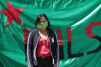Jueves 16 de julio del 2020. Tuxtla Gutiérrez. Durante la protesta del FNLS esta mañana en la entrada del Congreso de Chiapas