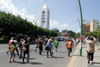 Sábado 24 de noviembre del 2018. Tuxtla Gutiérrez. Elementos de las corporaciones policiacas repliegan los disturbios en el centro de la ciudad durante el último informe del gobierno chiapaneco de Manuel Velazco Coello este medio dí­a.