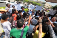 Miércoles 7 de marzo del 2018. Tuxtla Gutiérrez. Los militantes coletos en voz de Carlos Herrara hablan sobre el proceso electoral en Chiapas y denuncian la intromisión y el intento de controlar el proceso de selección de candidatos al interior del pa