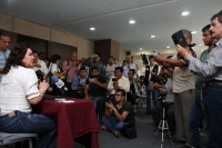 Lunes 4 de septiembre del 2017. Tuxtla Gutiérrez. Ivonne Ortega, ex gobernadora priista de Yucatán en conferencia de prensa habla sobre su aspiración polí­tica para ser candidata a la presidencia de México en el siguiente proceso electoral.