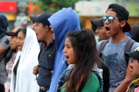 Jueves 22 de agosto del 2019. Tuxtla Gutiérrez. Estudiantes normalistas de la Escuela Rural Jacinto Canek marchan esta mañana protestando por los desalojos que han sufrido durante las protestas en esta semana.