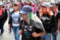 Jueves 22 de agosto del 2019. Tuxtla Gutiérrez. Estudiantes normalistas de la Escuela Rural Jacinto Canek marchan esta mañana protestando por los desalojos que han sufrido durante las protestas en esta semana.