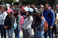 Martes 12 de febrero del 2018. Tuxtla Gutiérrez. Normalistas protestan en la plaza central de la ciudad este medio día