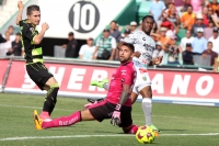 Sábado 29 de abril del 2017. Tuxtla Gutiérrez. con un empate a dos tantos y una fuerte trifulca con los aficionados termina el partido entre Jaguares de Chiapas y El Santos. esta tarde en el estadio Zoque de la capital de este estado del sureste de México