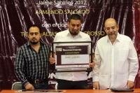 Jueves 7 de diciembre del 2017. Tuxtla Gutiérrez. El Premio Internacional de poesí­a Jaime Sabenis es entregado esta noche a Armando Salgado con el poemario Tierras Altas de Mato Grosso bajo el seudónimo de Rosa